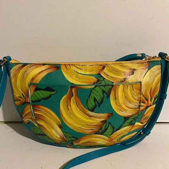 Handmade painted multicolor leather crossbody bag - Picture 2 of 12